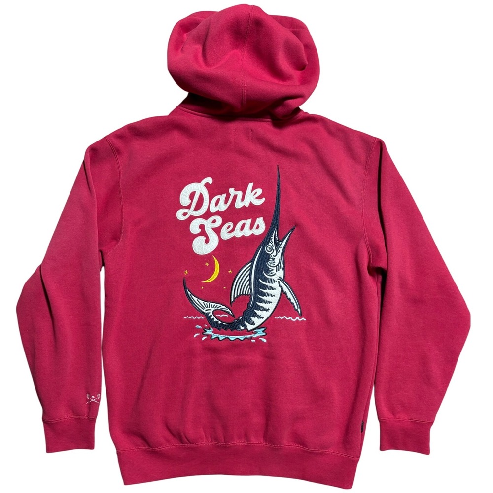 Dark Seas Division Red Hoodie Full Zip Swordfish Cunningham Mens‎ Medium